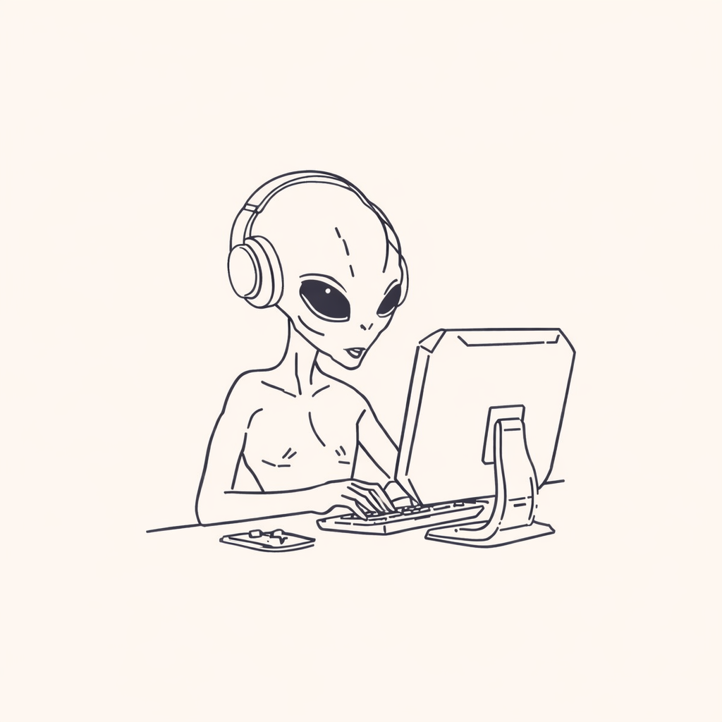 Coding alien illustration